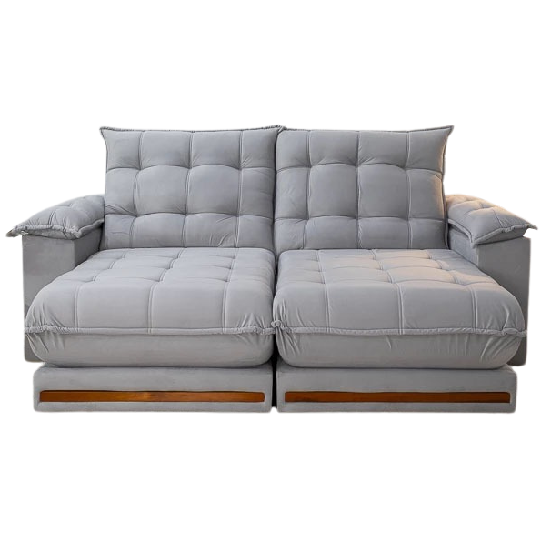 Sofá Retrátil e Reclinável Barcelona 2,50 m Veludo Cinza Prata 319 - ESTOFADOS TEIXEIRA - Imagem 4