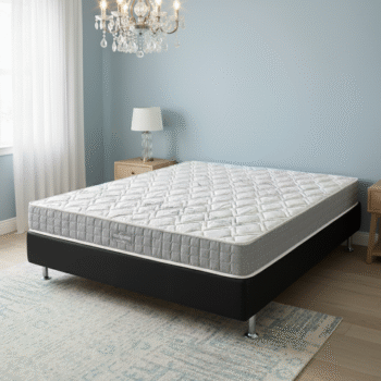 Colchão Casal Orthosono D33 + Base Box Simples Corino Preto – ANJOS + ALTO NÍVEL CAMAS E COLCHÕES