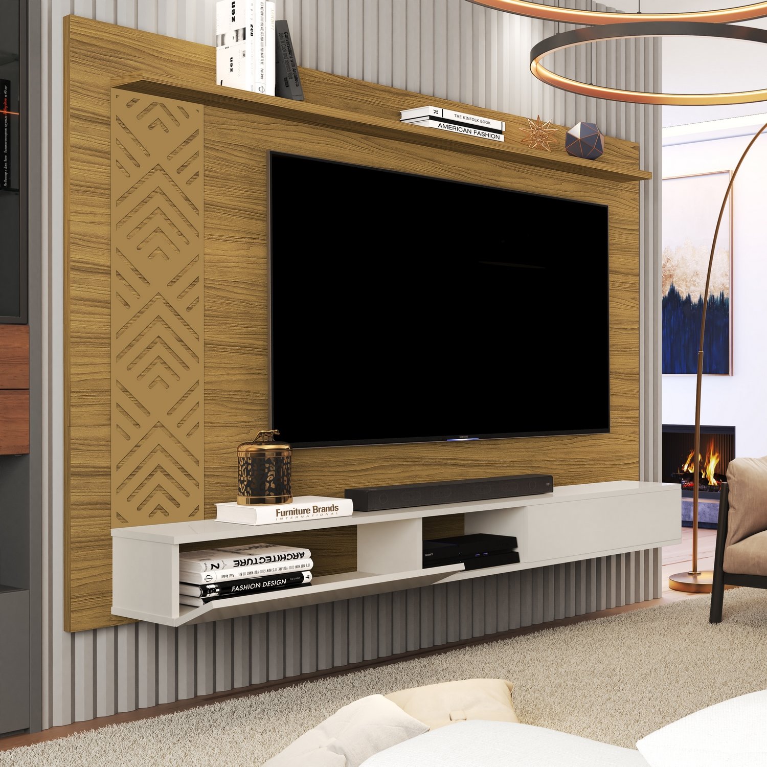 Painel até 60" Roma Nature/Off White - MADEC/VJ MÓVEIS - Imagem 2