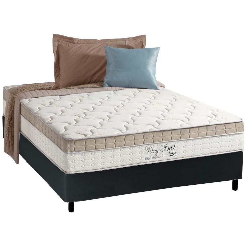 Colchão Casal King Best D28 + Base Box Simples Corino Preto – ANJOS COLCHÕES + ALTO NÍVEL CAMAS E COLCHÕES - Imagem 2