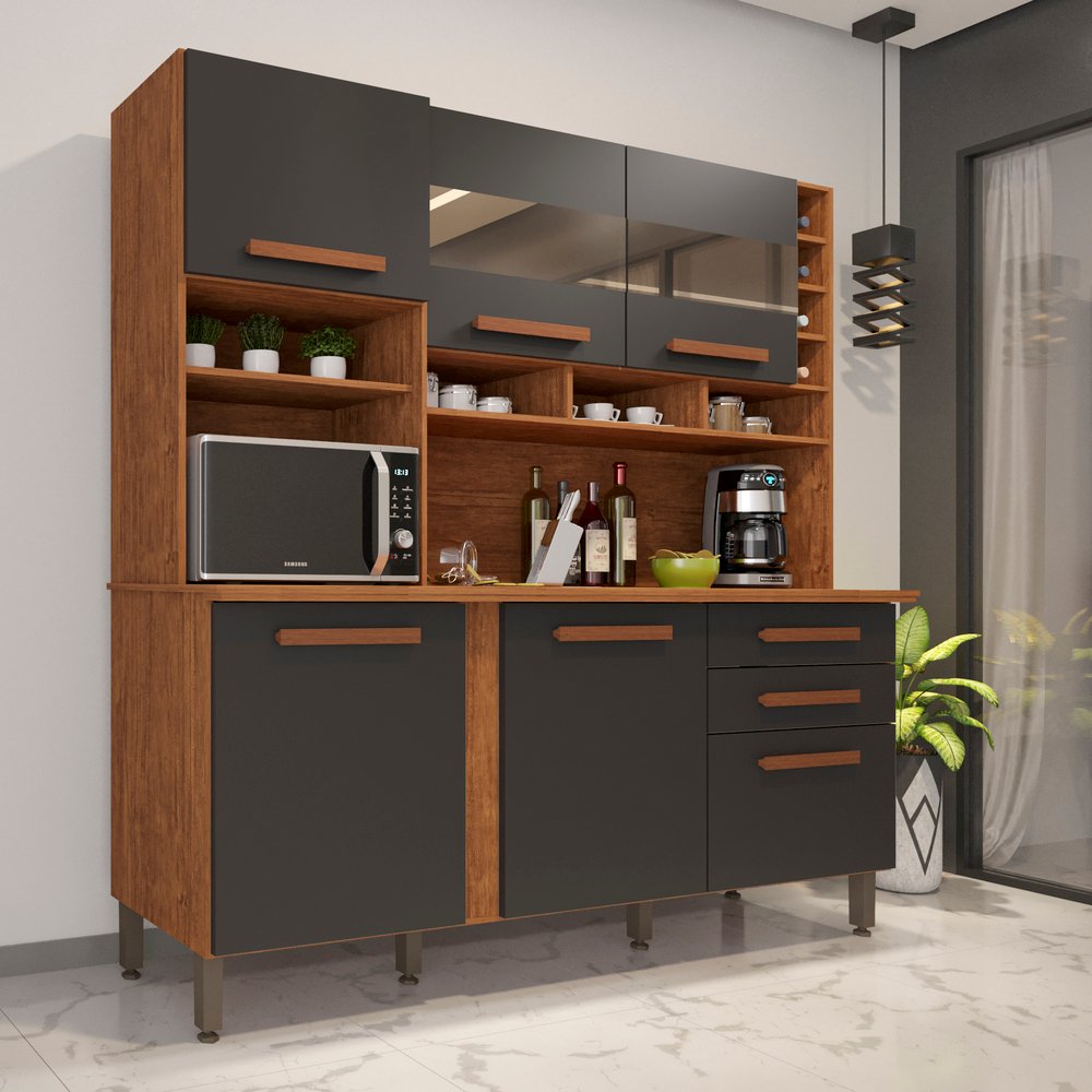 Kit Cozinha Alexia 1,80 Cinamono/Grafite – IMOP
