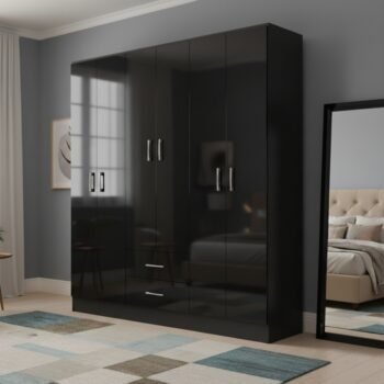 Guarda-Roupa 6 Portas Jamaica 6002 1,34 m Preto - FELLICCI