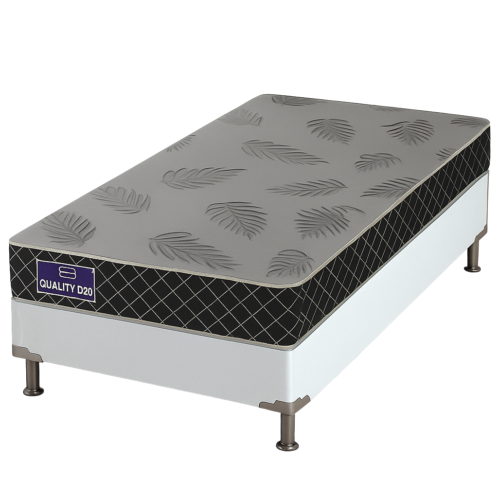 Colchão Solteiro Quality D20 12 cm 0,88 m + Base Box Simples Corino Branco – ORTHOPRIME + BIOSTAR - Imagem 2