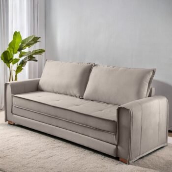 Sofá Cama Maldivas 2,23 m Linho Bege - JC ESTOFADOS