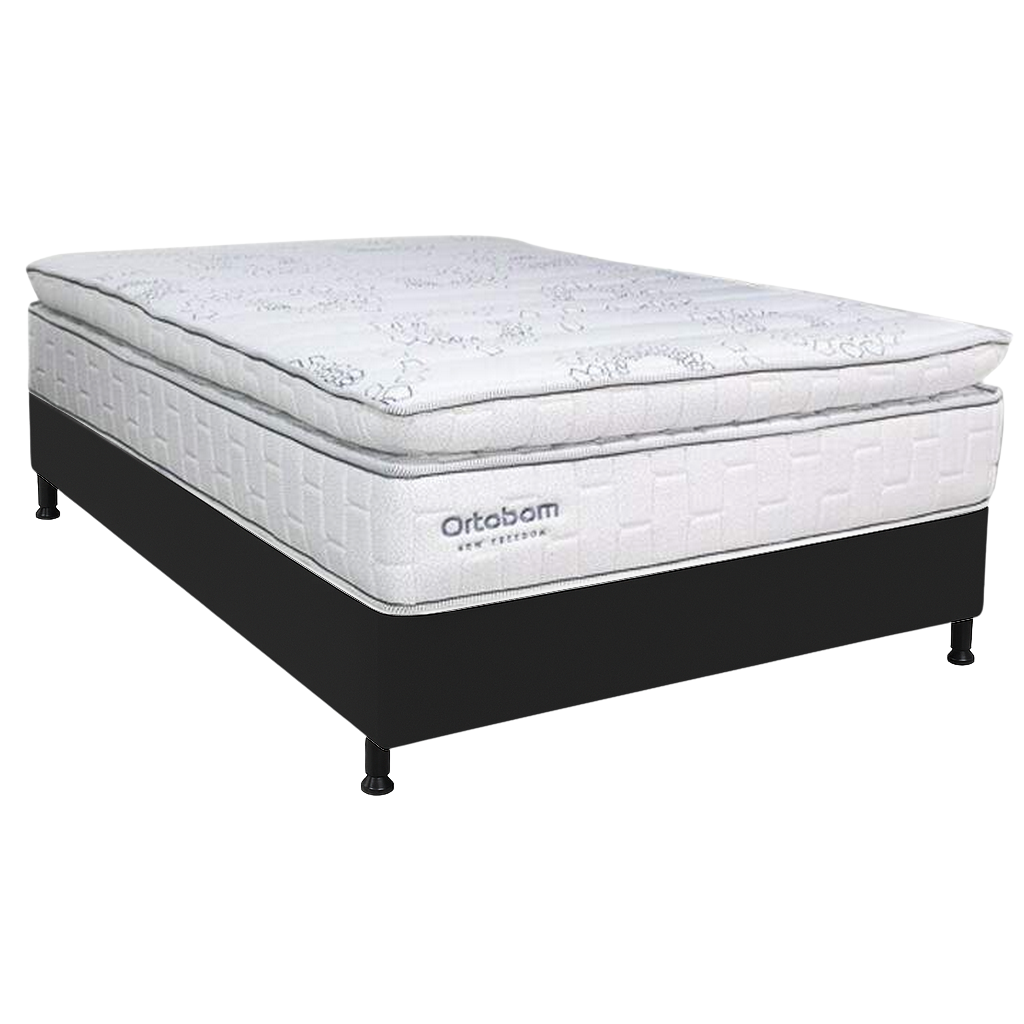 Colchão Casal New Freedom + Base Box Simples Corino Preto – ORTOBOM + BIOSTAR - Imagem 2
