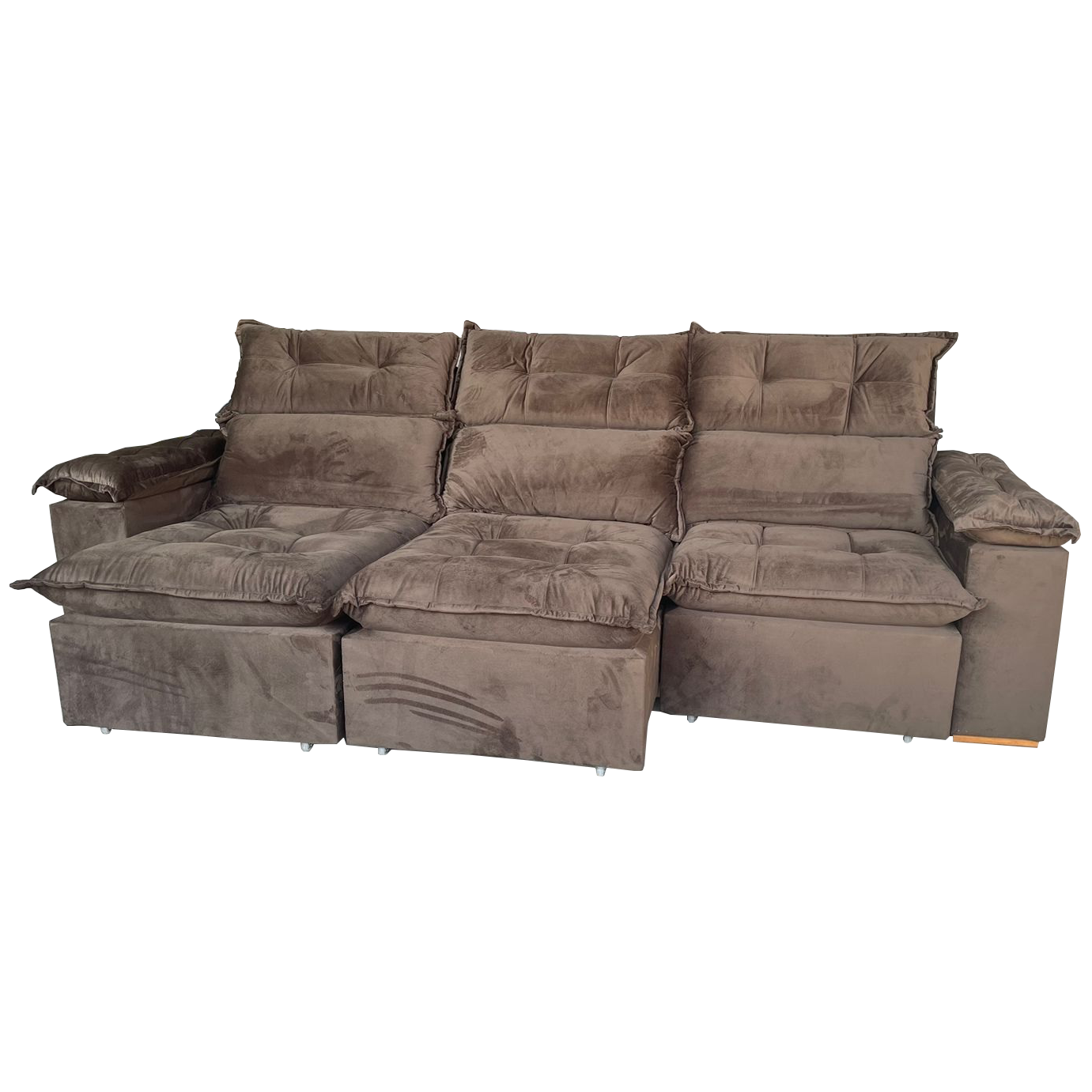 Sofá Retrátil e Reclinável Imperial 2,75 m Veludo Jolie Marrom 05 – IMPERIAL DECOR - Imagem 2