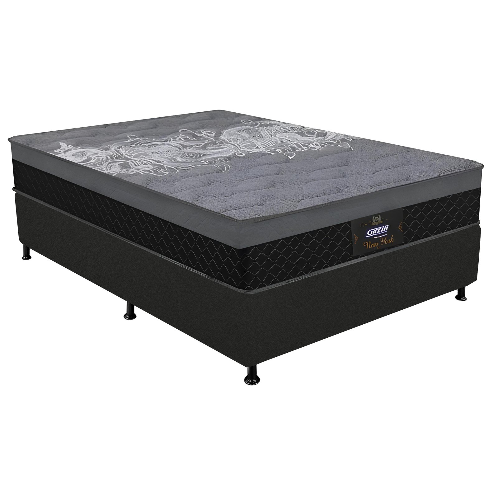 Colchão Casal New York D28 + Base Box Simples Corino Preto – GAZIN + ALTO NÍVEL CAMAS E COLCHÕES - Imagem 5