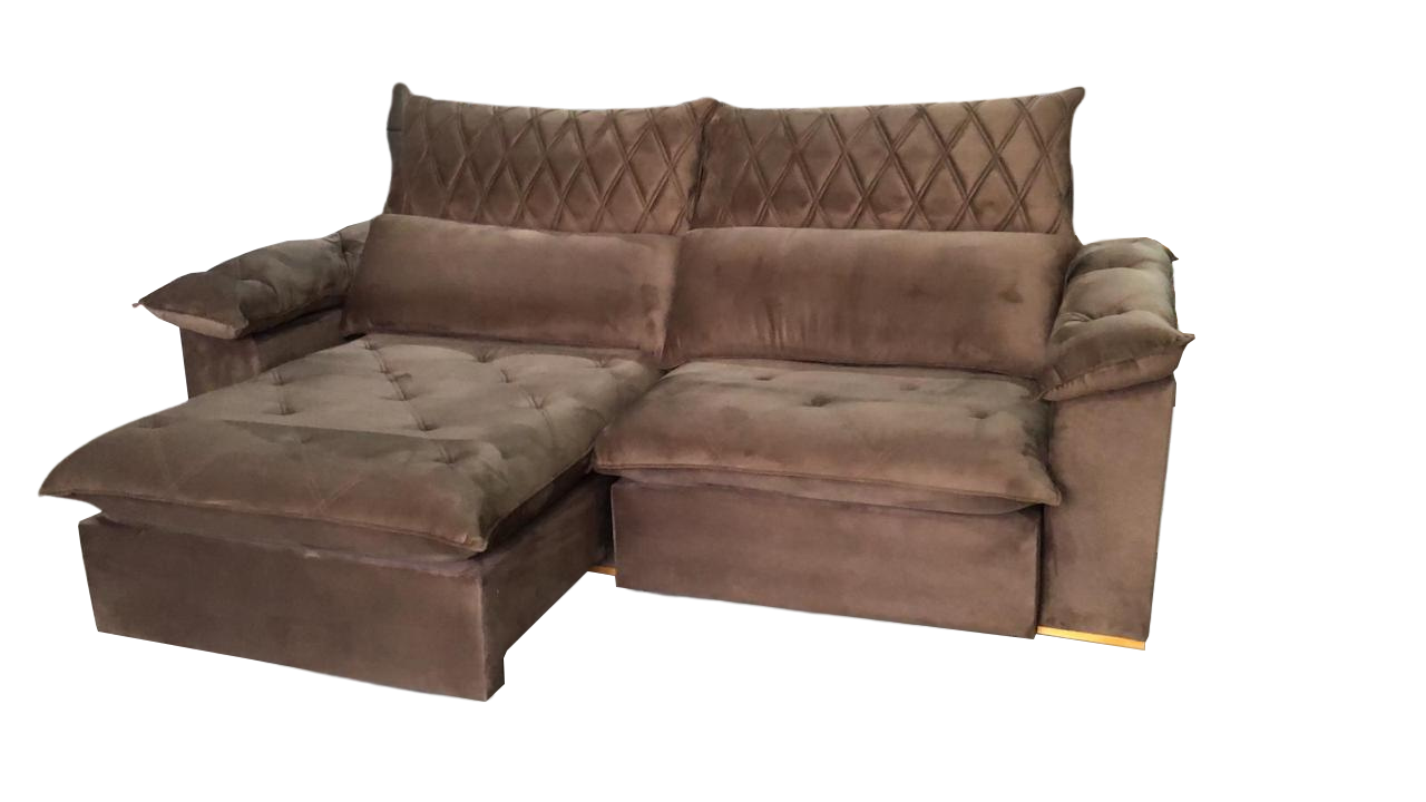 Sofá Retrátil e Reclinável Arezzo 2,50 m Veludo Marrom - ARJAN DECOR - Imagem 2