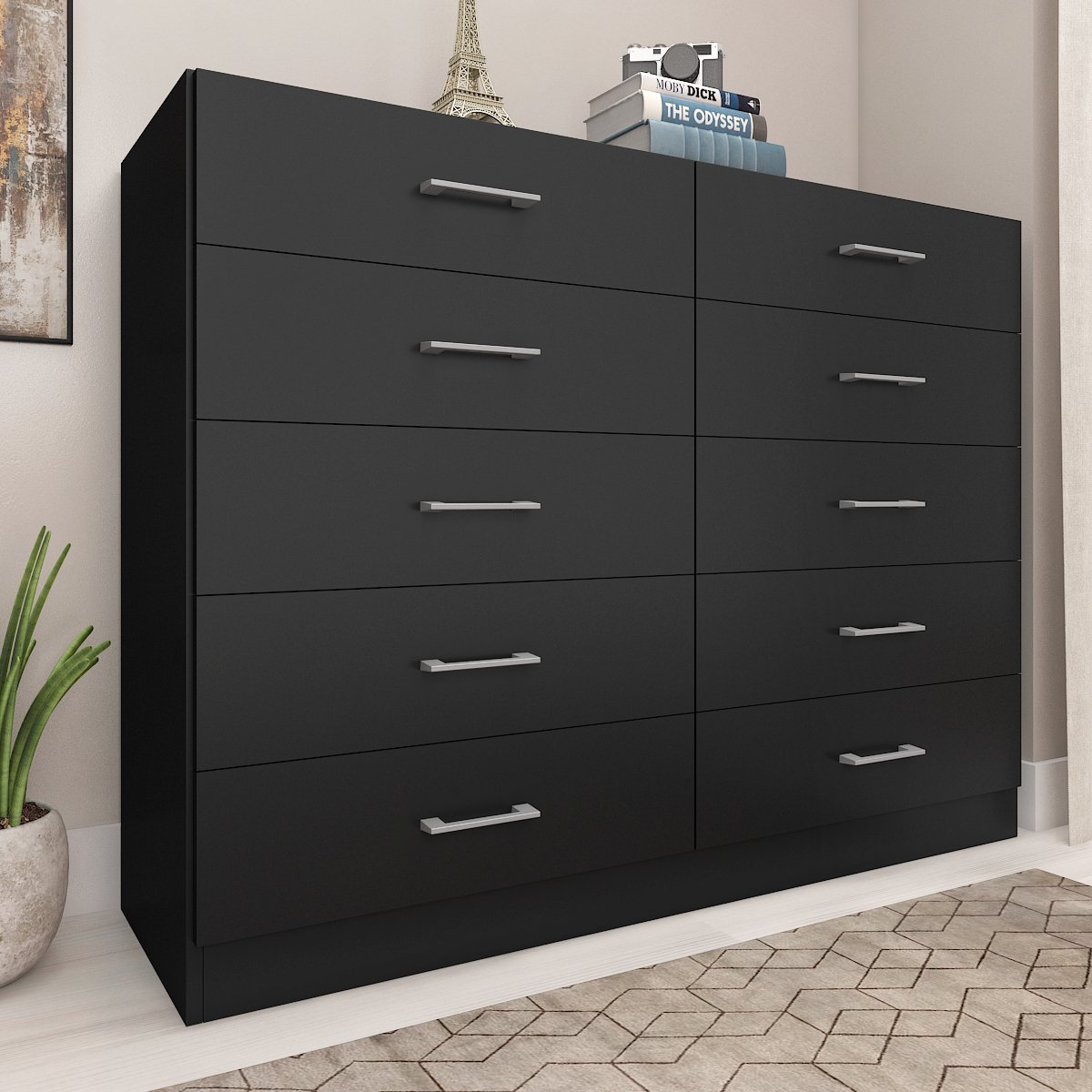 Cômoda 10 Gavetas Caribe Preto - FELLICCI - Imagem 2