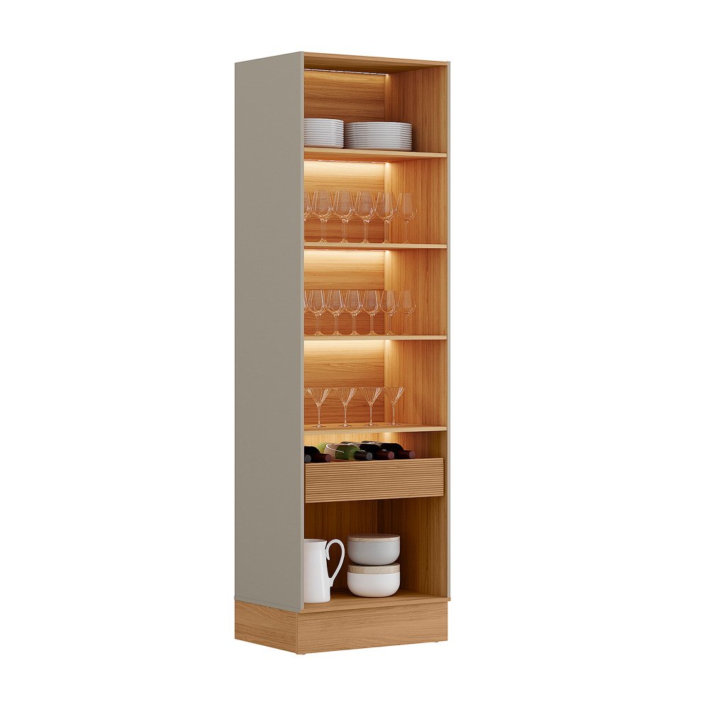 Cristaleira Allure 0.7 com Rodapé Simples Jequitibá/Gris Fosco - LINEA BRASIL - Imagem 3