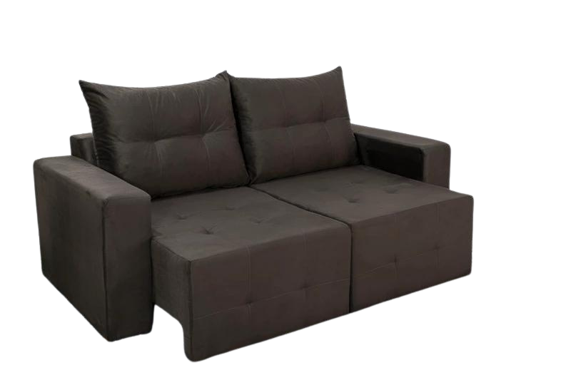 Sofá Retrátil Havaí 1,80 m Veludinho Marrom - QUINE ESTOFADOS - Imagem 2