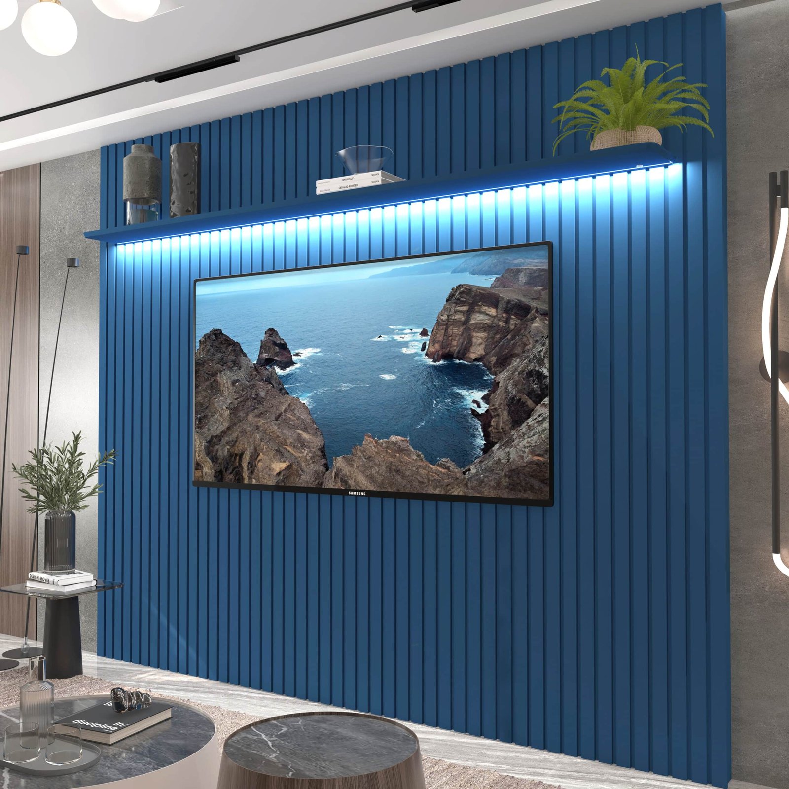 Painel até 85″ Nobre Ripado 230 Azul – GELIUS - Imagem 2