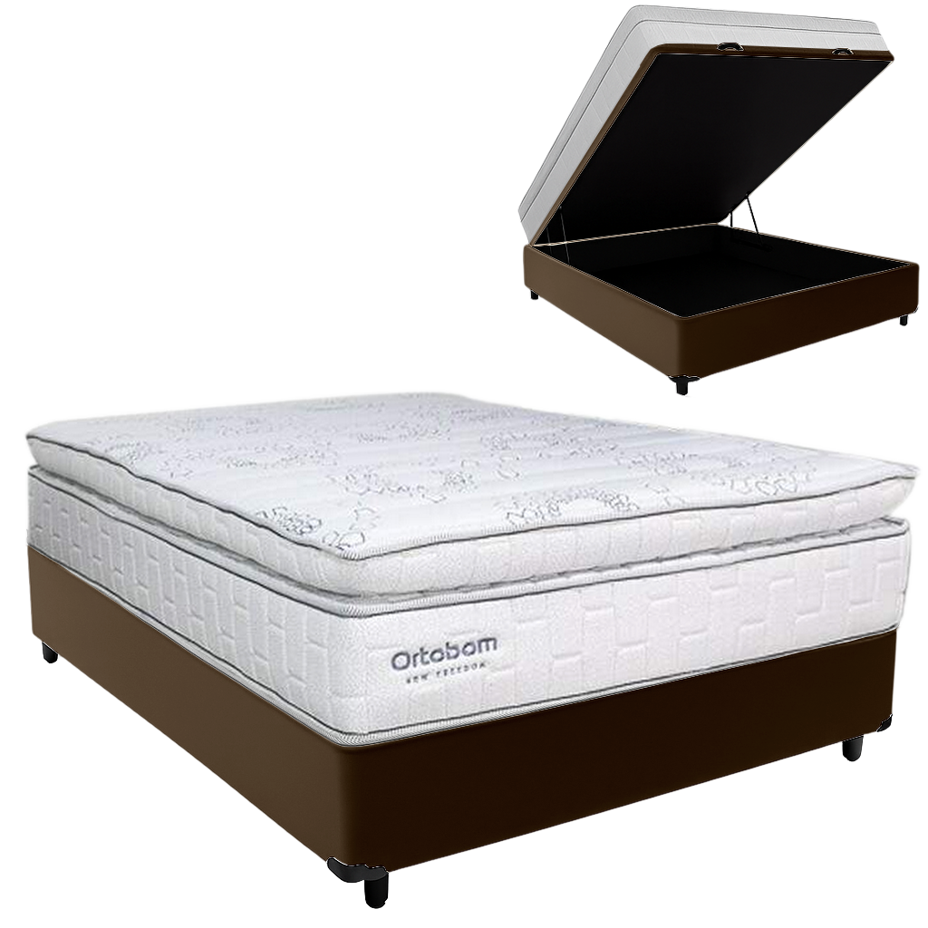 Colchão Casal New Freedom + Base Box Baú Marrom – ORTOBOM + BIOSTAR - Imagem 2