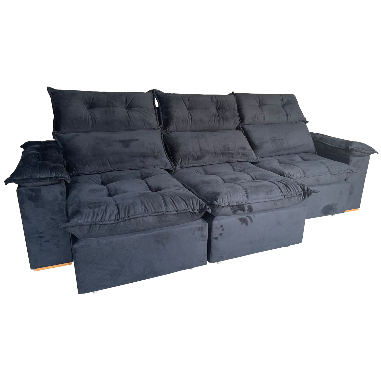 Sofá Retrátil e Reclinável Imperial 2,75 m Veludo Jolie Preto 12 – IMPERIAL DECOR - Imagem 2