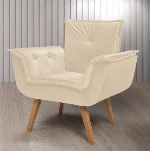 Poltrona Fixa Canadá/Opala Veludo Bege – JP ESTOFADOS - Imagem 2