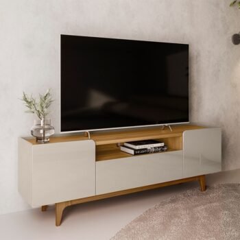 Rack até 75" Orlando Tauari/Off White Brilho - LINEA BRASIL