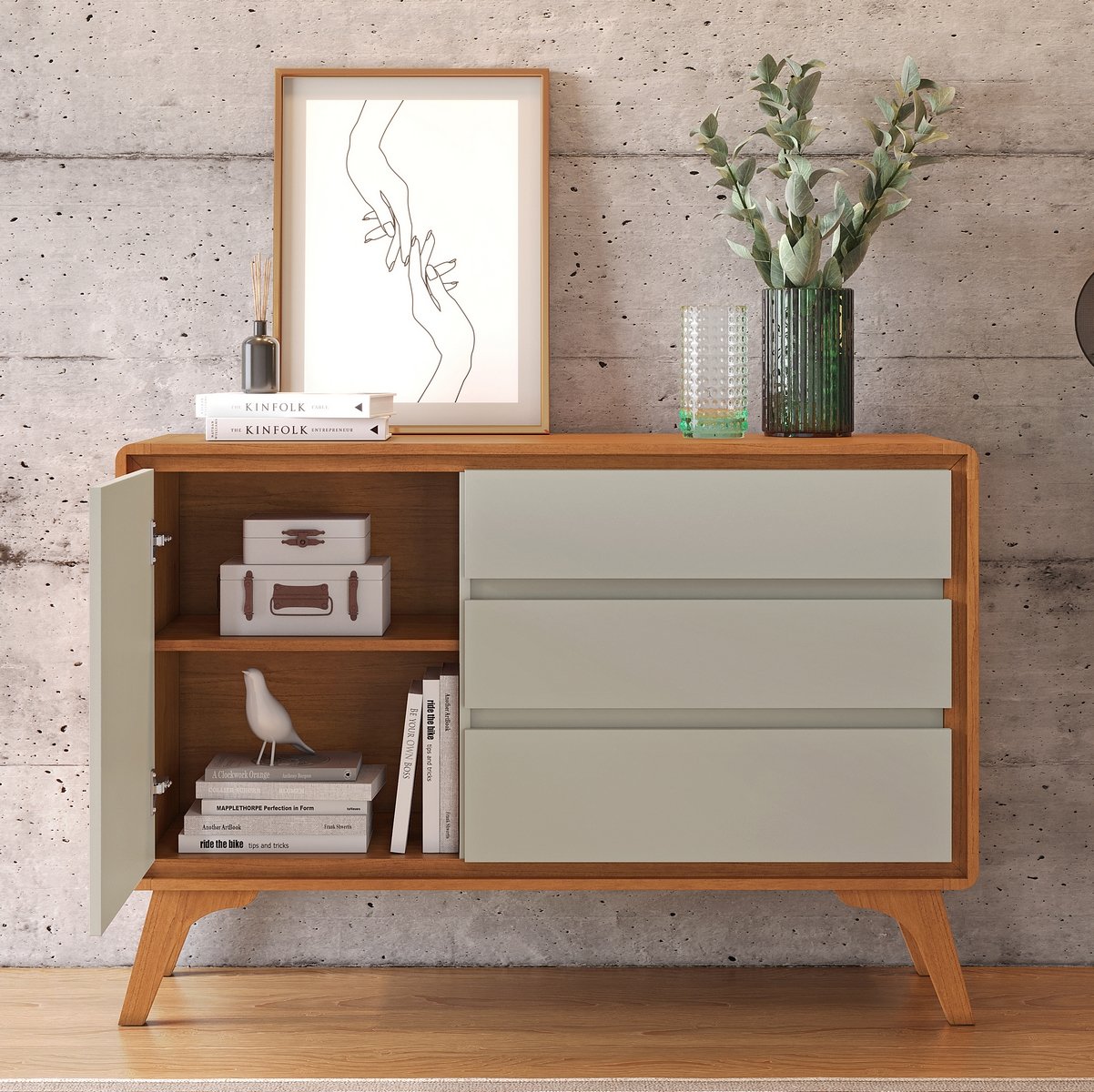 Buffet Sinus 1,20 m Naturale/Off White - MAVAULAR - Imagem 3