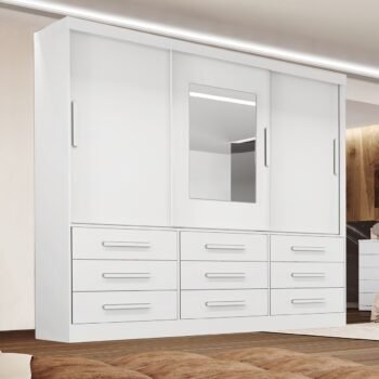 Guarda-Roupa 3 Portas(Sem Pés)Athenas 1,80 m Branco  - BIANCHI