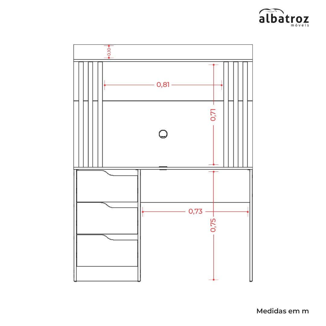 Escrivaninha com Painel Doble Branco Fosco - MÓVEIS ALBATROZ - Imagem 7