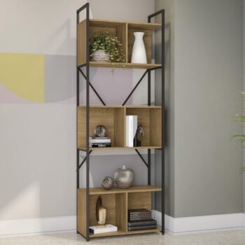 Estante Alta com 3 Nichos LI014 Freijó/Preto Fosco - KAPPESBERG