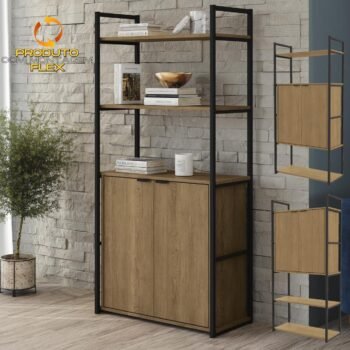 Estante Alta LI041 Freijó/Preto Fosco - KAPPESBERG