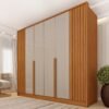 Guarda-Roupa 6 Portas Guarani/Chade Ripado 2,44m Cinamono/Off White - TCIL