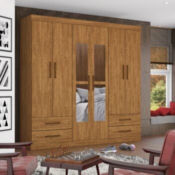 Guarda-Roupa 6 Portas Hércules(Com espelho) 1,77 m Cinamono – CARIOCA MÓVEIS