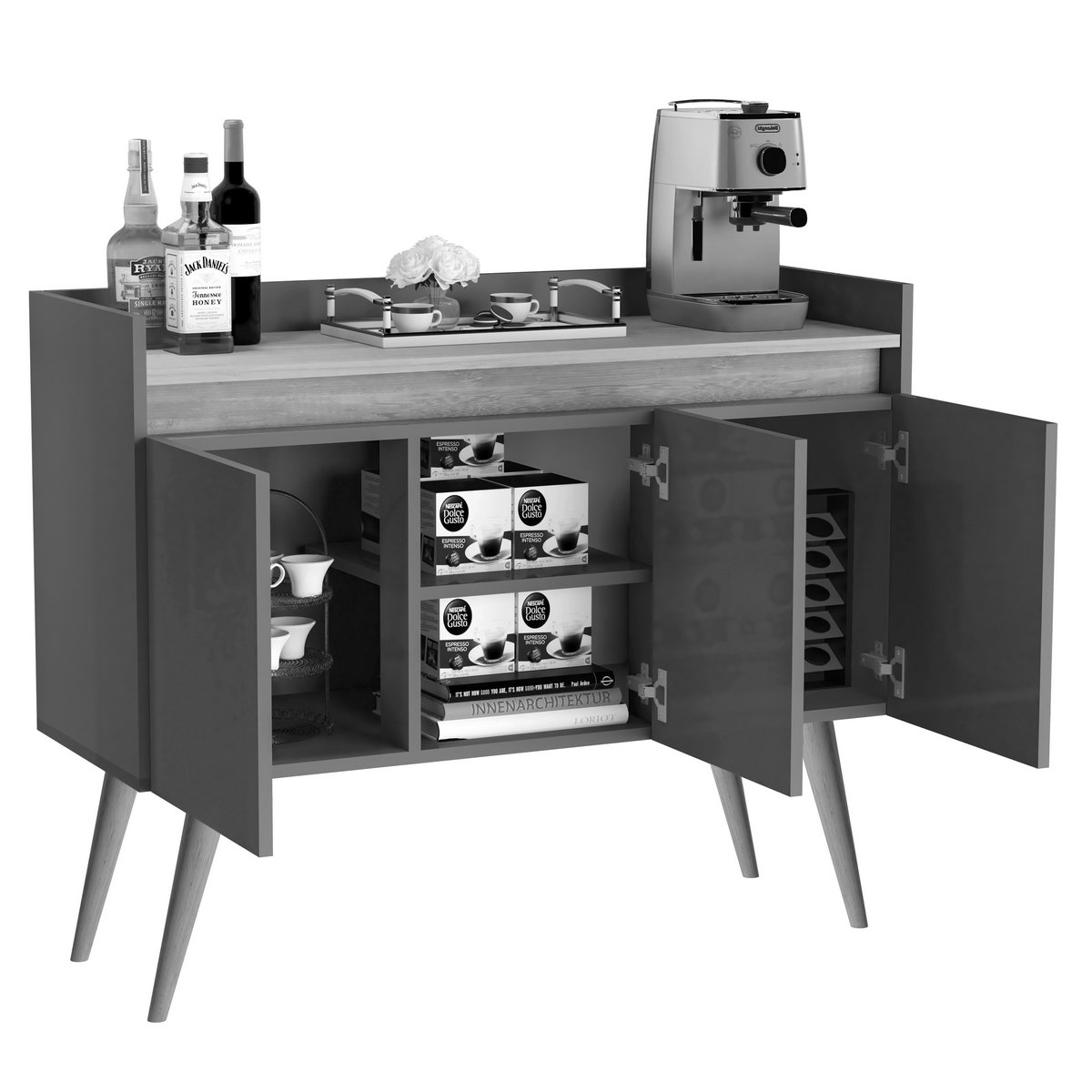 Buffet 3 Portas Gold Pérola/Mel - MÓVEIS PRIMUS - Imagem 3