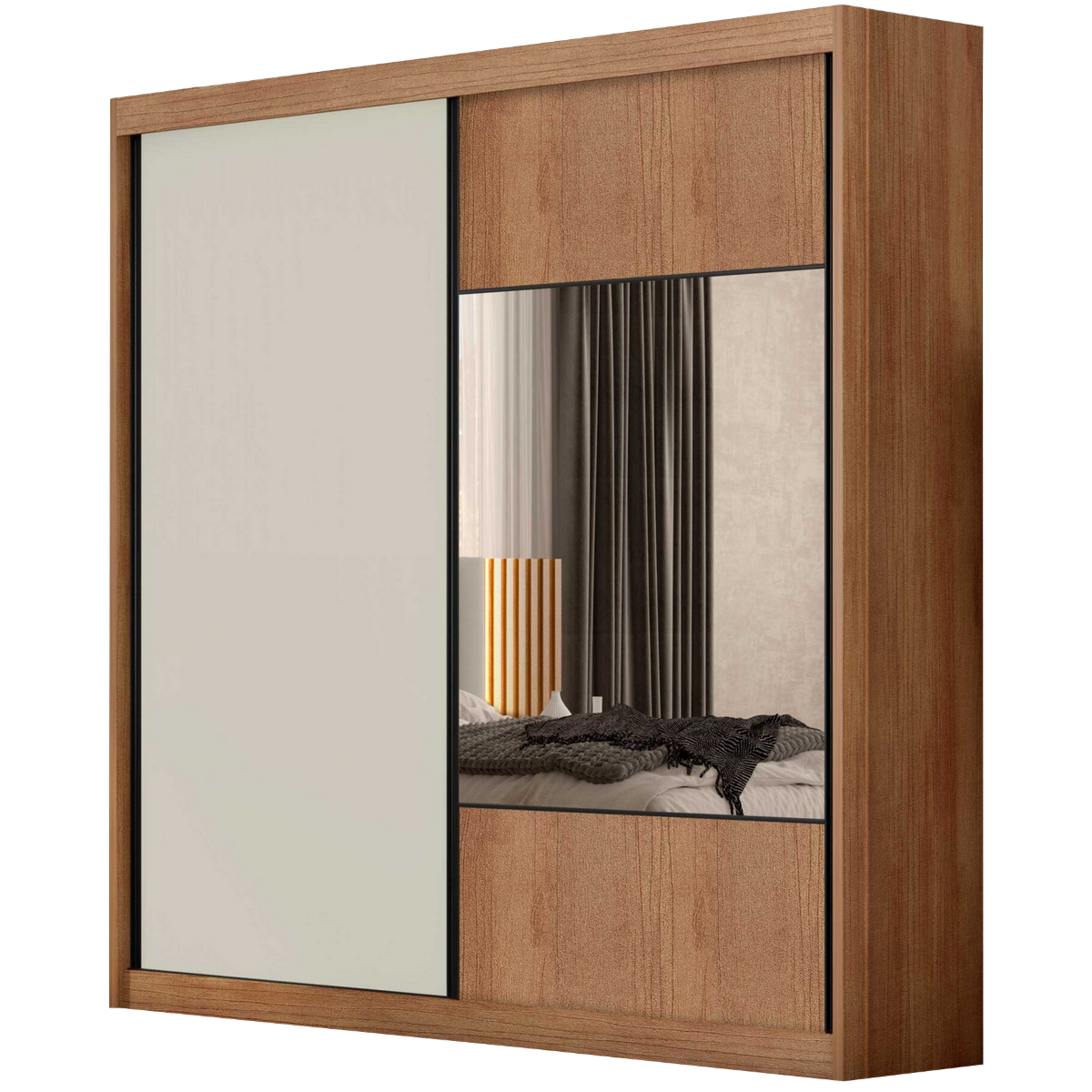 Guarda-Roupa 2 Portas Versatto 2,082 m Cumaru/Fendi/Cumaru - NOVO HORIZONTE - Imagem 4