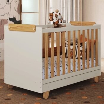 Berço Americano Pingo Off White/Amêndoa - PEROBA MÓVEIS