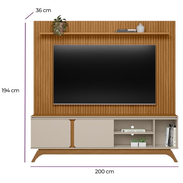 Painel até 75″ Gênova 2.0 Nature + Rack Istambul Nature/Off White – LINEA BRASIL - Imagem 4