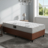 Colchão Solteiro Confort Premium D28 + Base Box Simples Corino Marrom – INOVAFLEX + ALTO NÍVEL CAMAS E COLCHÕES