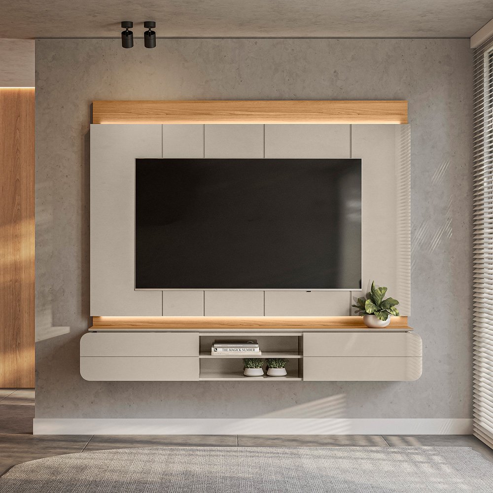 Painel Home até 75" Zurique Tauari/Off White Brilho - LINEA BRASIL - Imagem 5