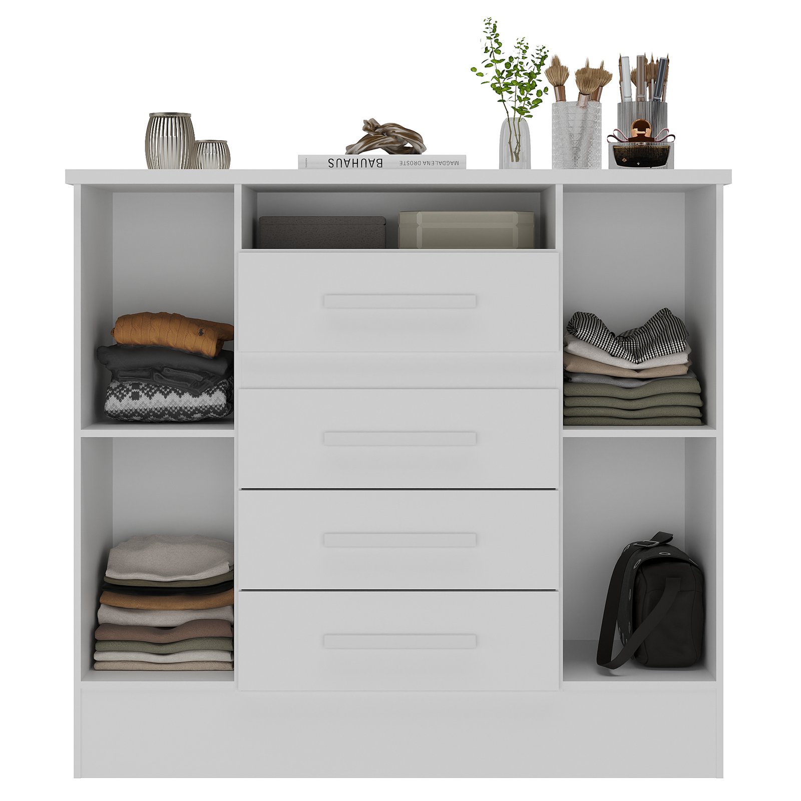 Cômoda 4 Gavetas e 2 Sapateiras Laguna 11CO2430 Branco - RODIAL MÓVEIS - Imagem 3