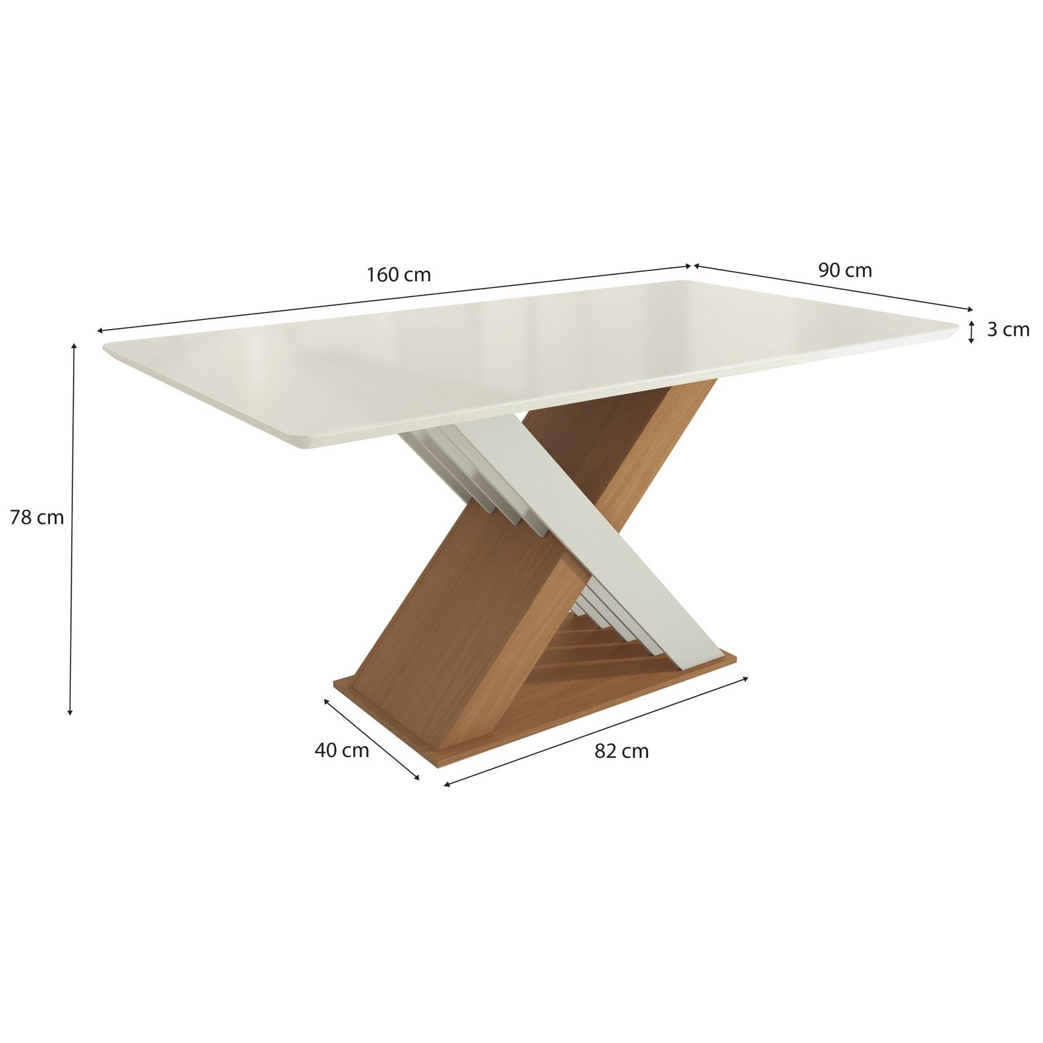 Mesa Graviola BA29 160 Canela/Off White - KAPPESBERG - Imagem 2