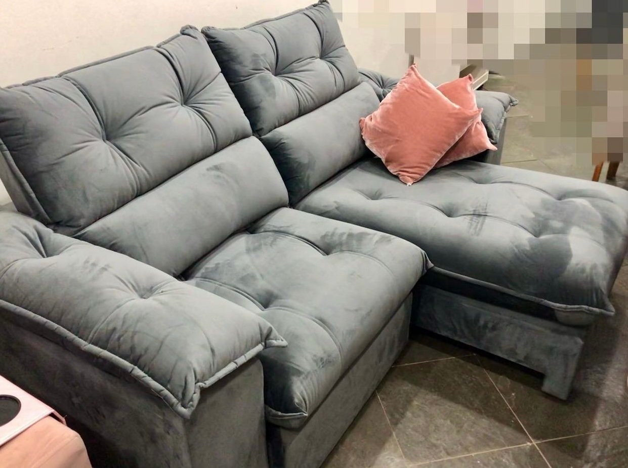 Sofá Retrátil e Reclinável Suíça 2,50 m Veludo Cinza Grafite – LEO DECOR(PROMOÇÃO) - Imagem 3