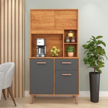 Kit Cozinha Dália C211 0,90 m Cinamomo/Grafite - FELLICCI