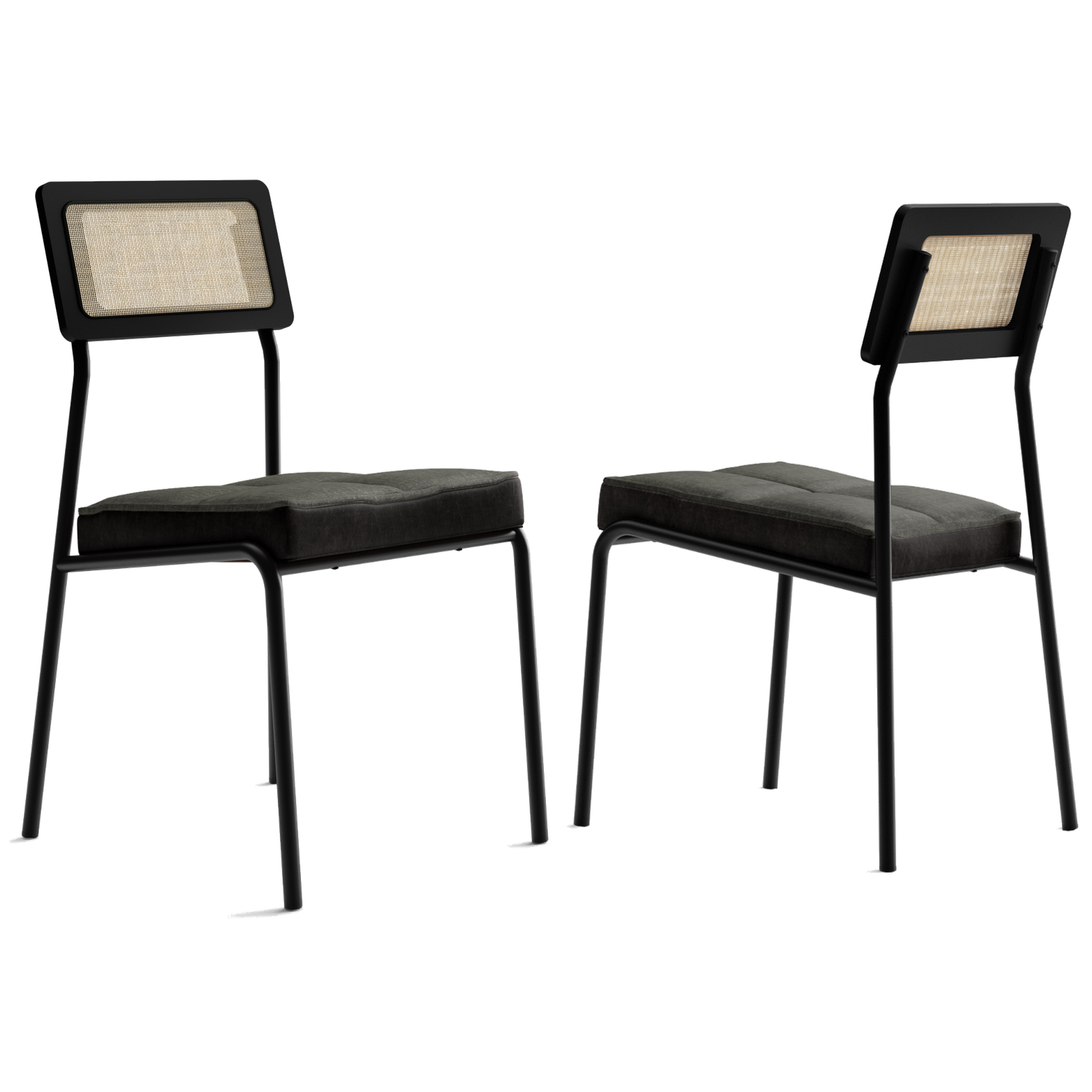 Kit 2 Cadeiras Lux 1741 Preto/Linho Grafite/Corino Preto - CARRARO MÓVEIS - Imagem 3