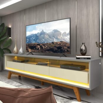 Rack até 75" Requinte 212 Cinza/Off White - GELIUS