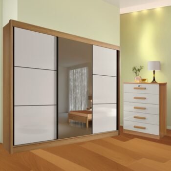 Guarda-Roupa 3 Portas Los Angeles + Cômoda Ipanema Cinamono/Off White – D’DORO MÓVEIS