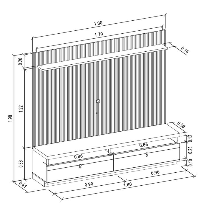 Painel + Rack até 75" Ouro Preto Nature/Off White - LINEA BRASIL - Imagem 4