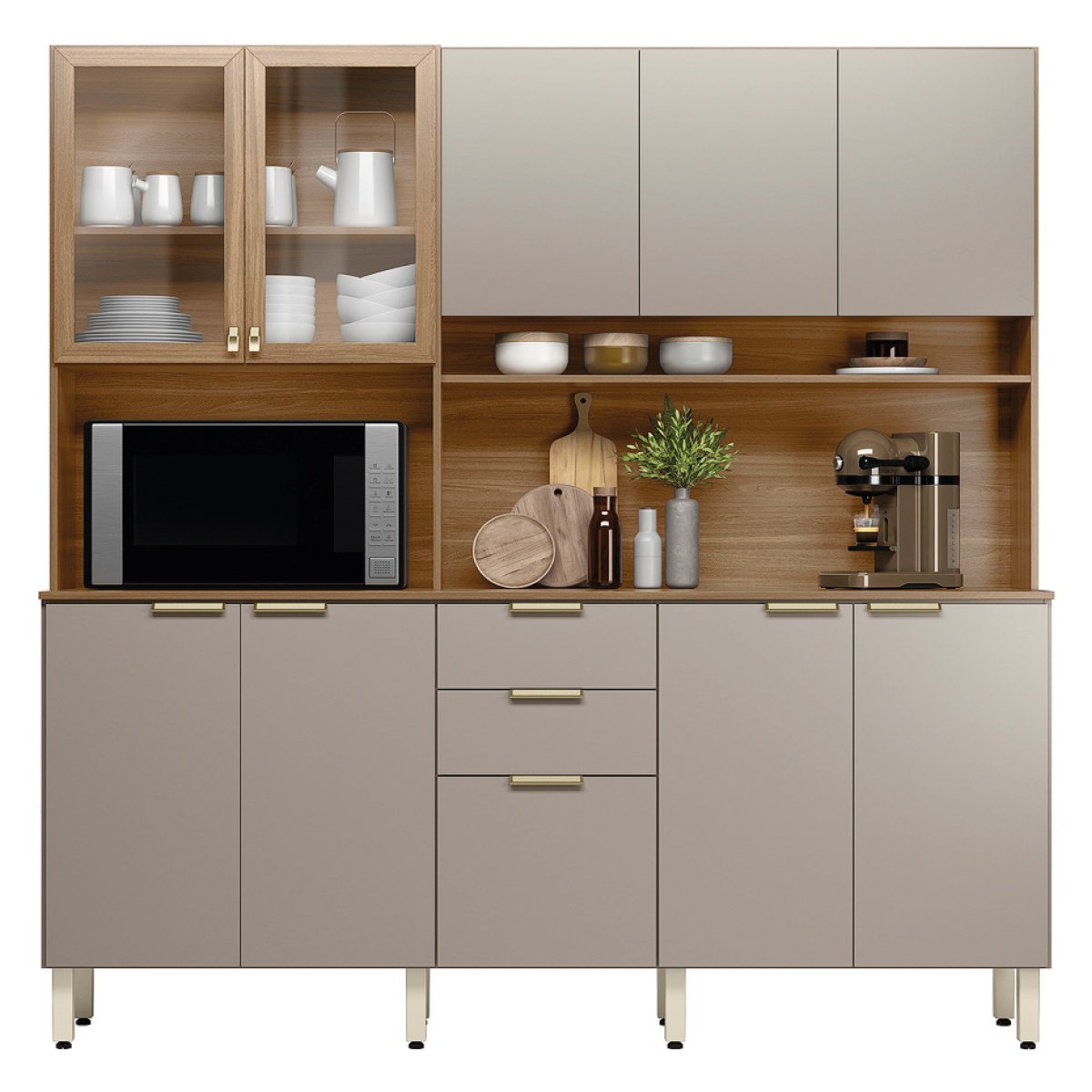 Kit Cozinha Amora 1,98 m Amêndola/Nude Prime TX – DEMÓBILE - Imagem 9
