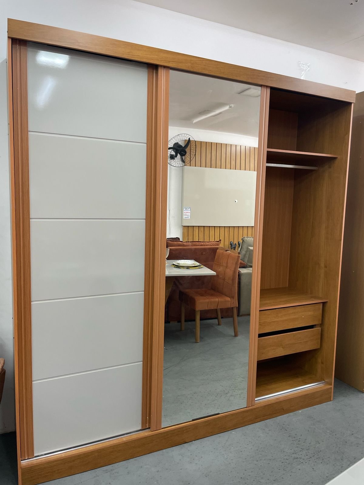 Guarda-Roupa 3 Portas Capri 2,21 m Nature/Off White - BIANCHI - Imagem 4