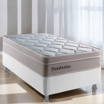 Colchão Solteiro Tiradentes D28 + Base Box Simples Corino Branco – COLCHOMINAS + BIOSTAR