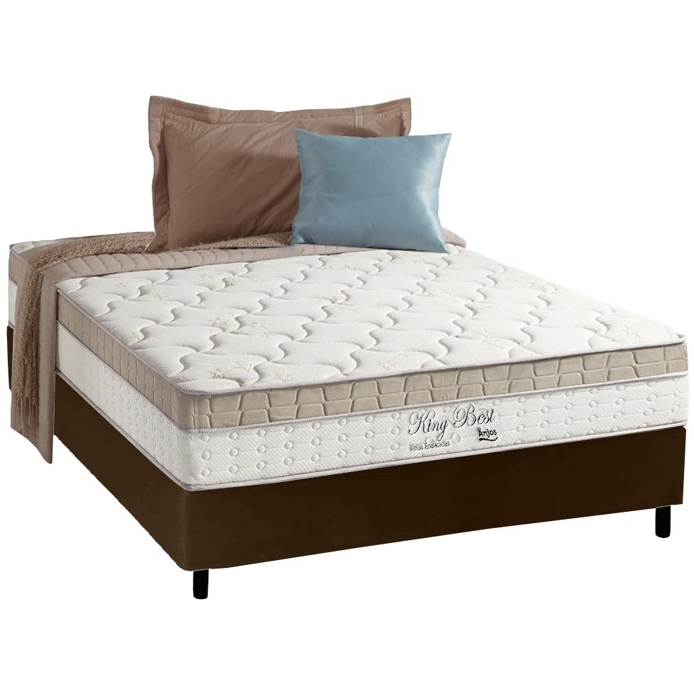 Colchão Casal King Best D28 + Base Box Simples Corino Marrom – ANJOS COLCHÕES + BIOSTAR - Imagem 2