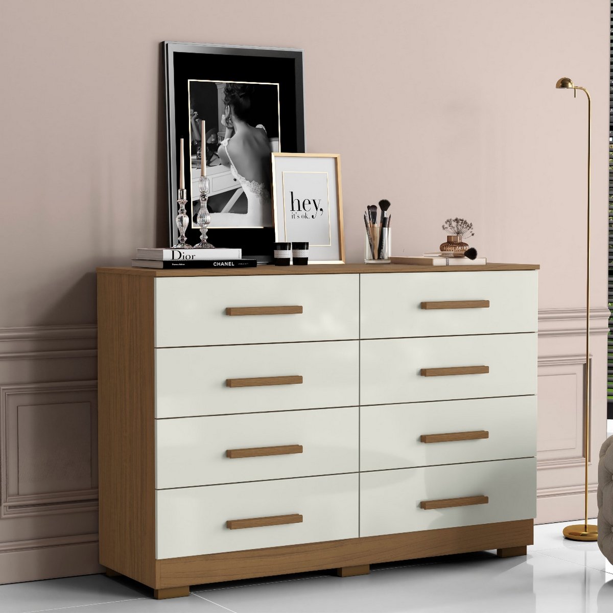 Cômoda 8 Gavetas Atacama/Off White - ARAMÓVEIS