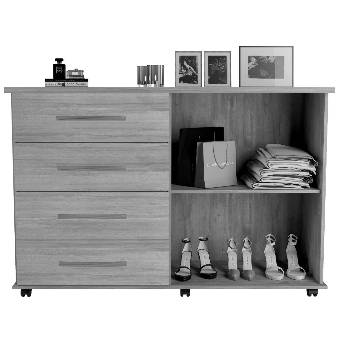 Cômoda 4 Gavetas com Sapateira Dupla Bali Mel/Pérola - MÓVEIS PRIMUS - Imagem 3