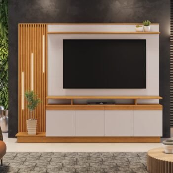 Home até 65" Absoluto Cinamono/Off White - JCM MOVELARIA