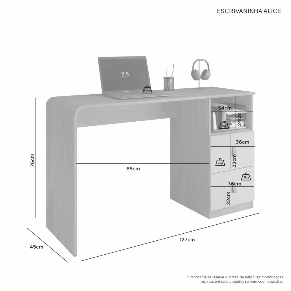 Escrivaninha Alice Cinamono/Off White - JCM MOVELARIA - Imagem 2