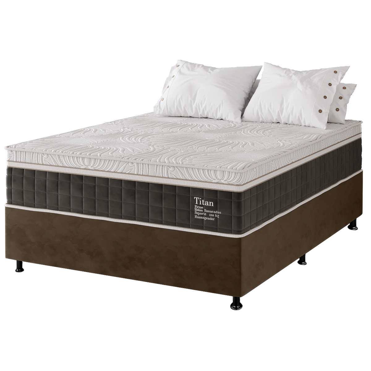 Colchão Casal Terapêutico Massageador Titan/Thor D28 + Base Box Simples Corino Marrom – VIERO MÓVEIS + BIOSTAR - Imagem 5